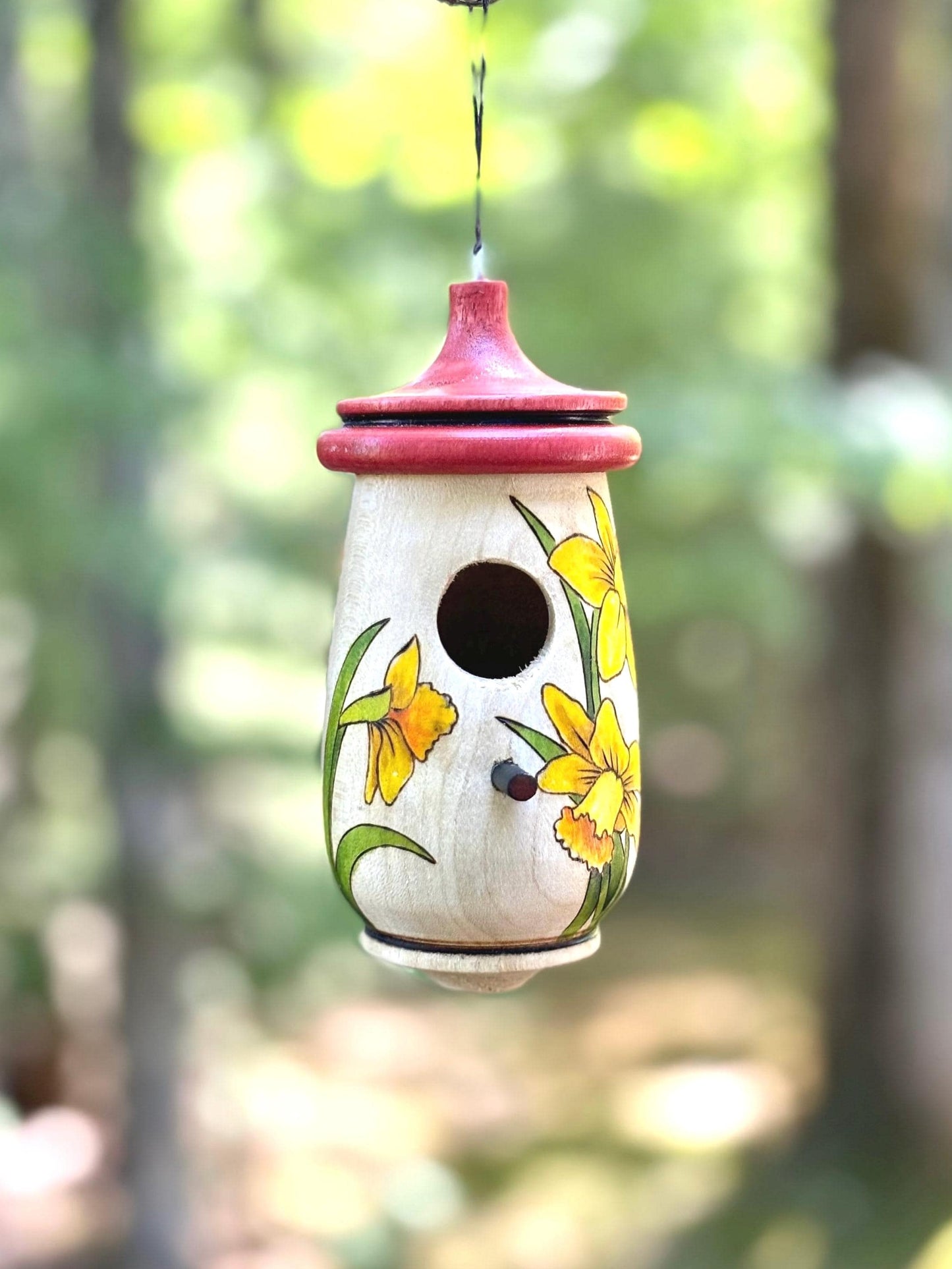 Handmade Daffodil Hummingbird House: Artisan Bird Lover Gift