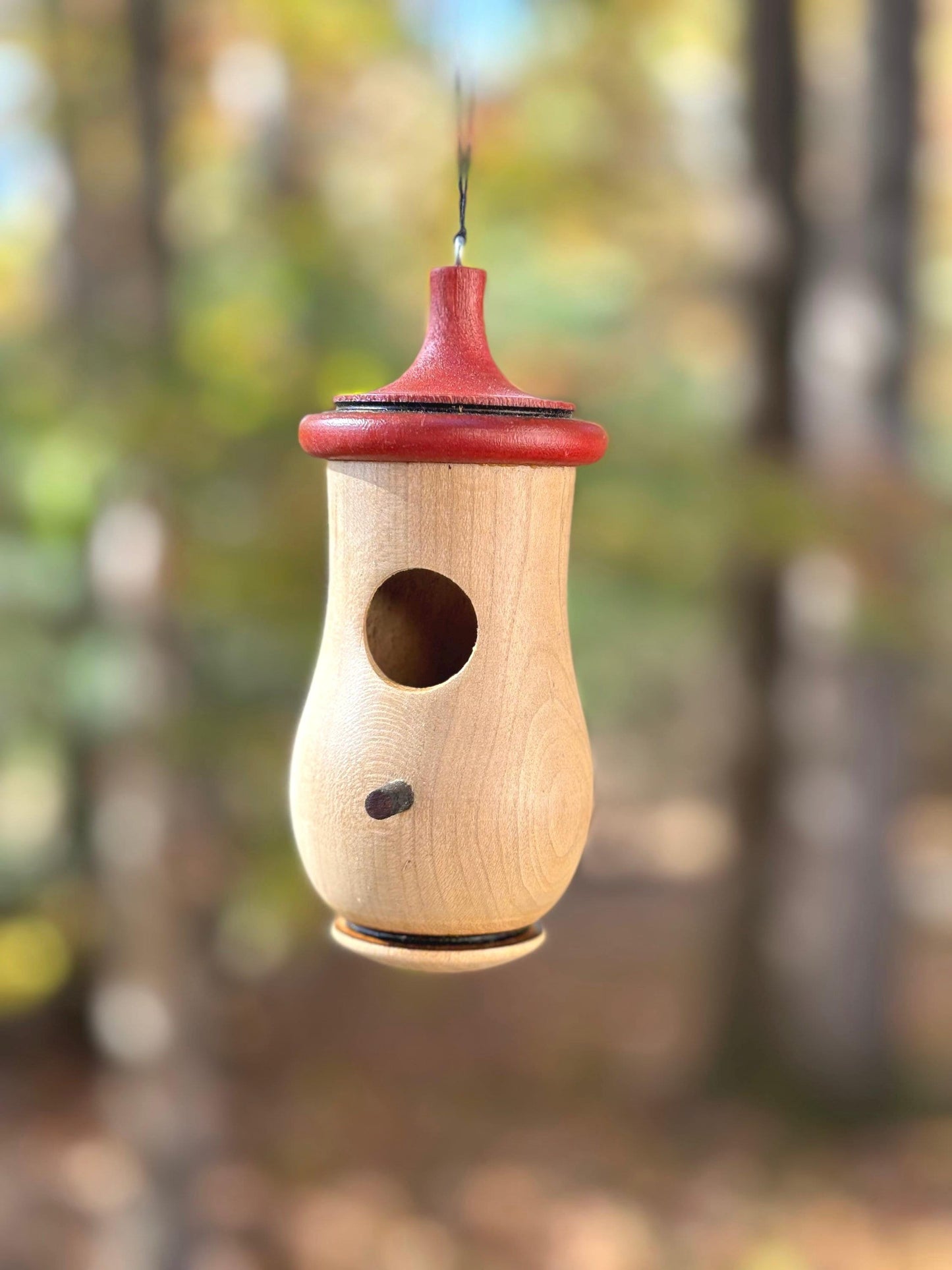 Hummingbird Birdhouse, Natural, Rustic Personalizable Outdoor Garden Decor, Handmade of Cherry Wood