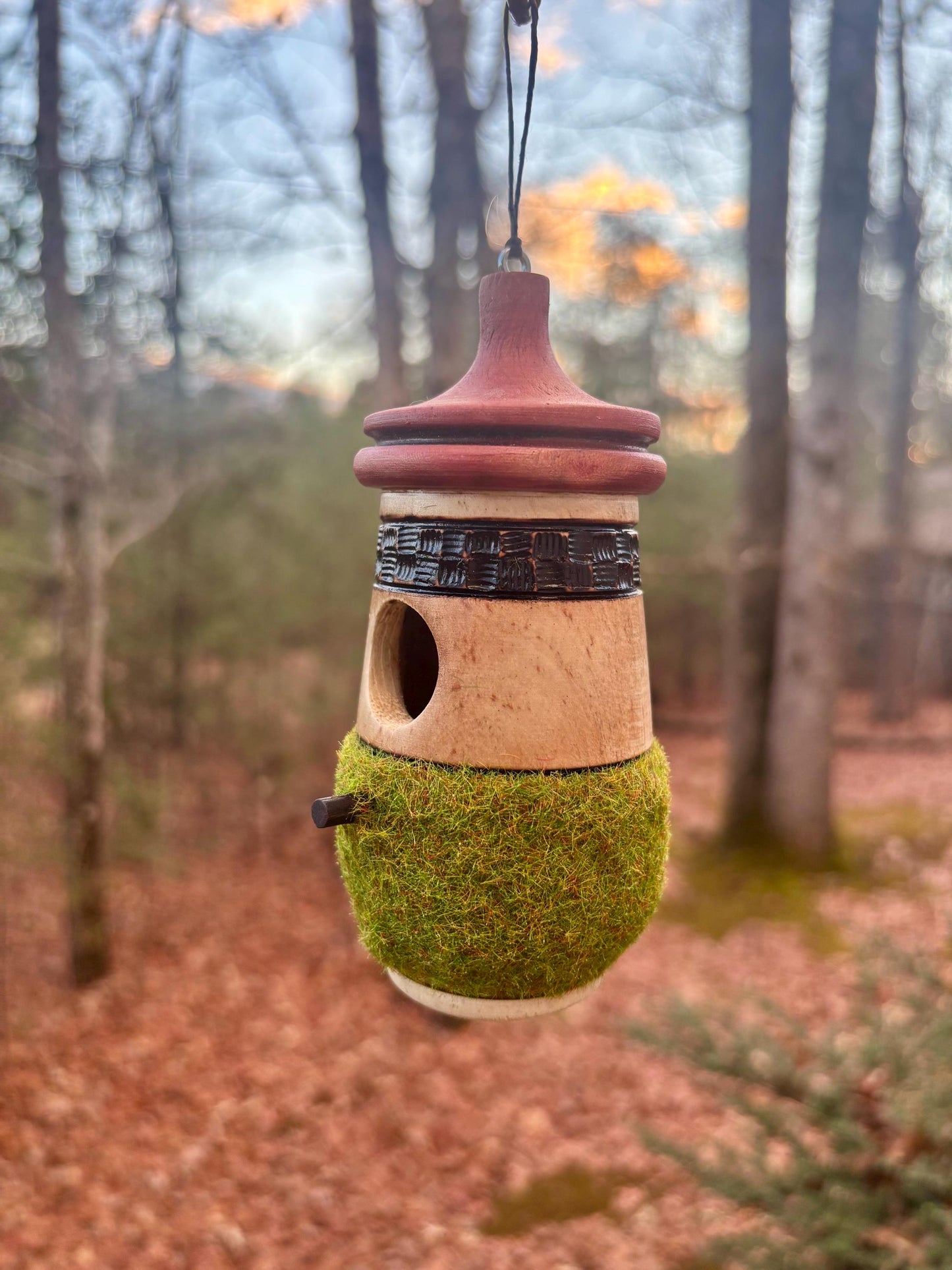 Faux Moss Hummingbird House Nester Artisan Gift, For The Moss Lover