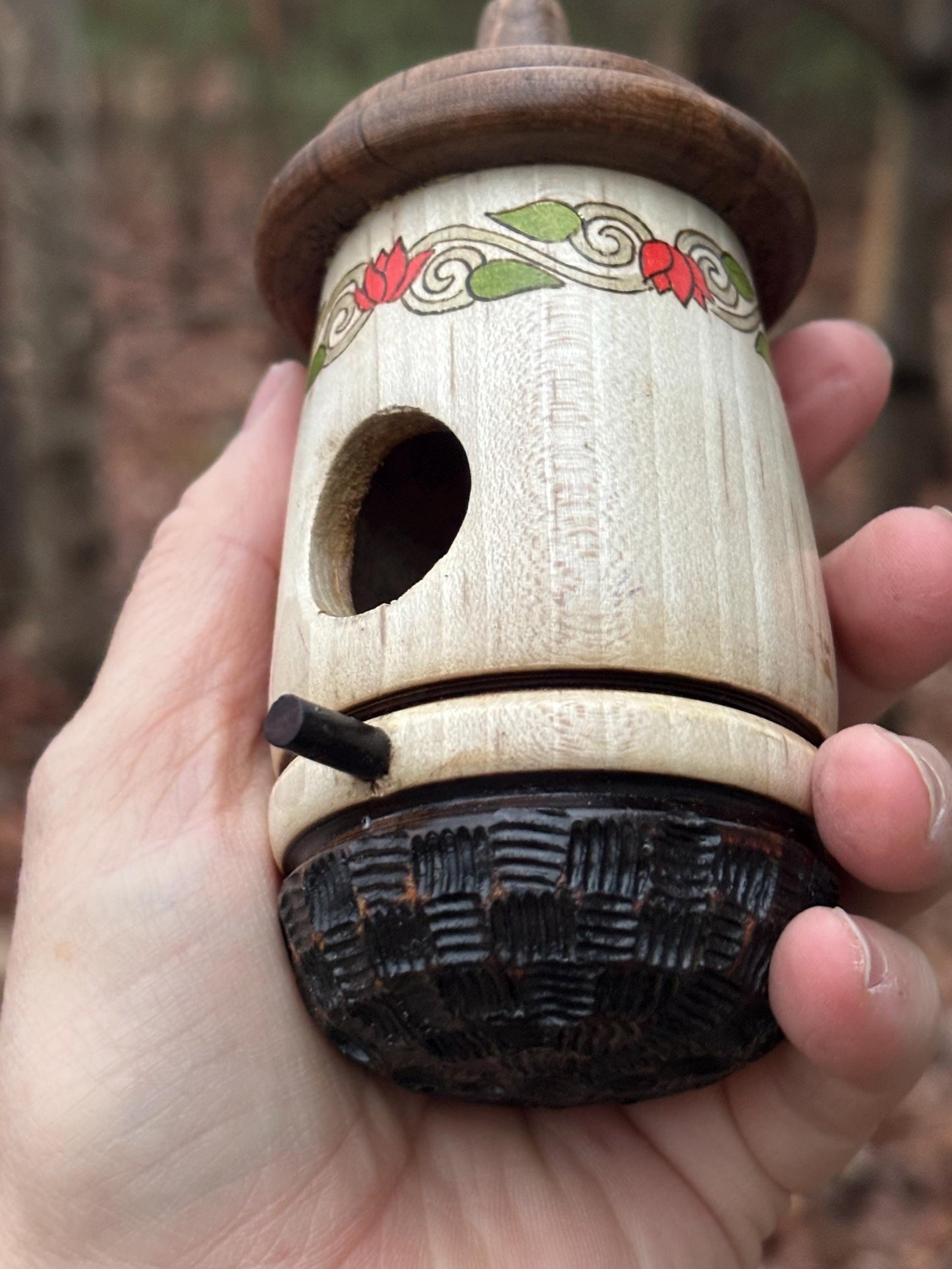 Handmade Cherry Wood Hummingbird Birdhouse: Christmas Folk Art, Rustic Outdoor Garden Decor
