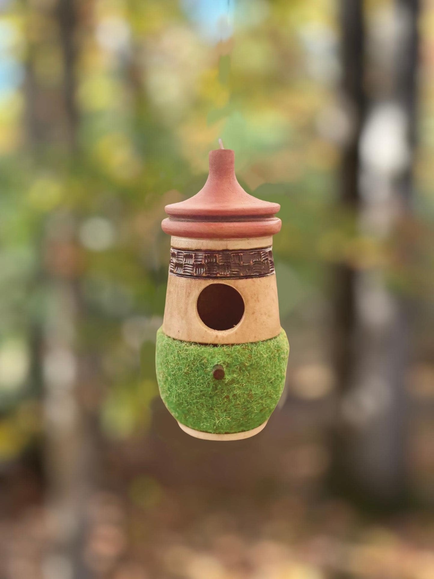 Faux Moss Hummingbird House Nester Artisan Gift, For The Moss Lover