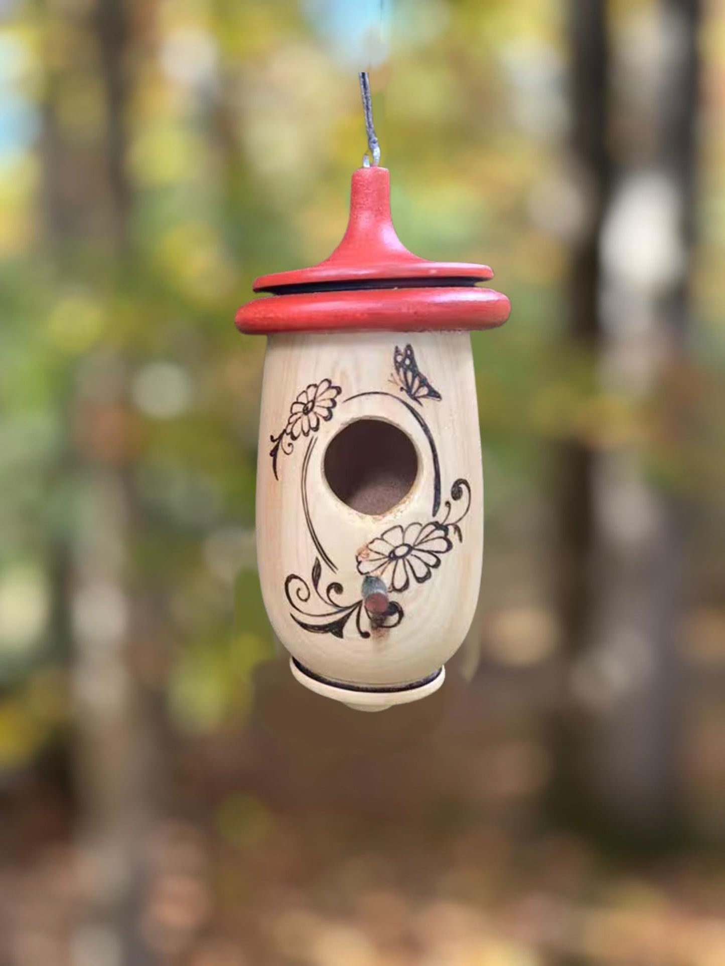 Hummingbird House, Handmade Wooden Birdhouse for Indoor/Outdoor Use, Daisy Floral Art, Bird Lovers Gift, Christmas Gift for Flower Lovers