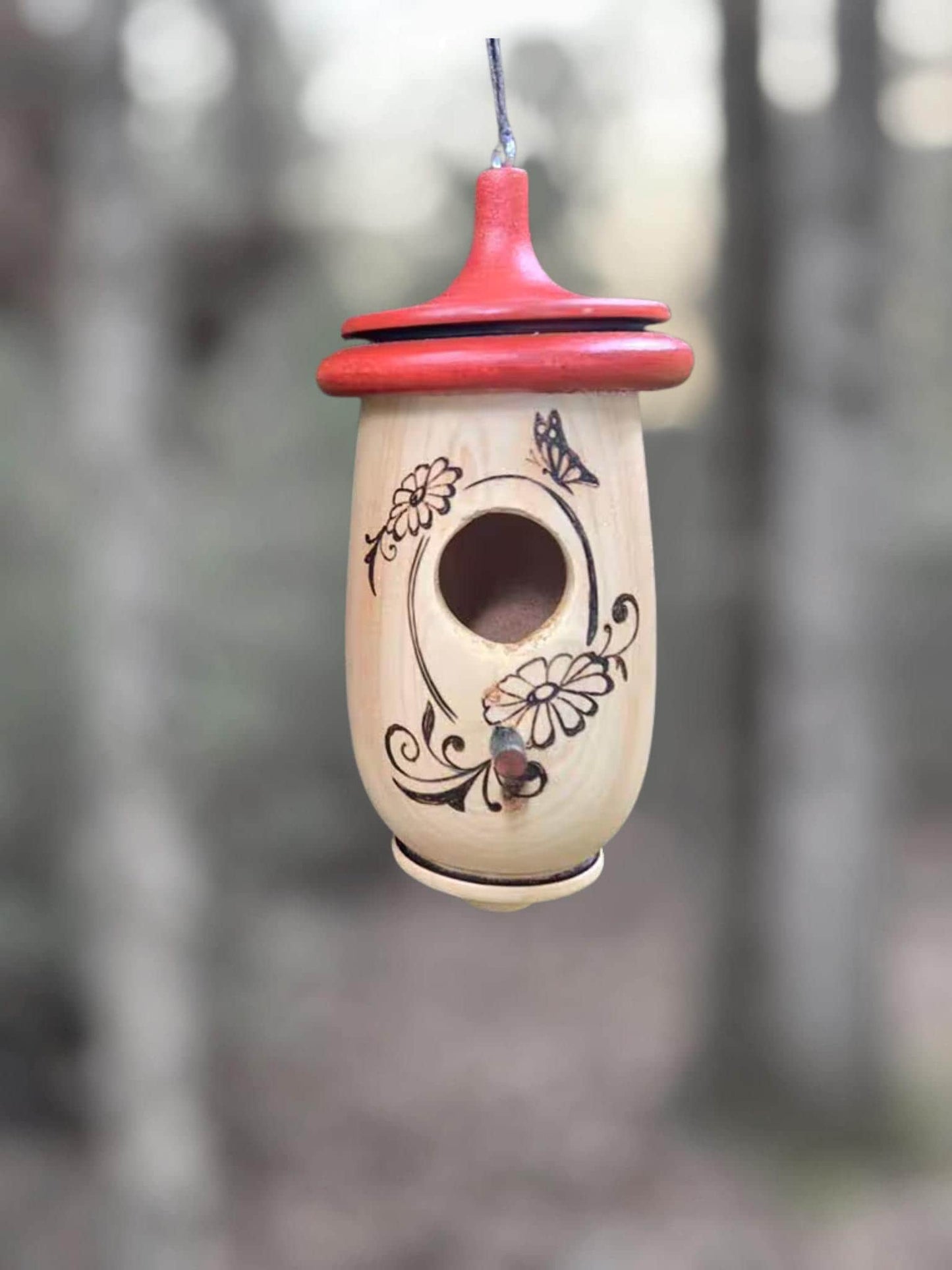 Hummingbird House, Handmade Wooden Birdhouse for Indoor/Outdoor Use, Daisy Floral Art, Bird Lovers Gift, Christmas Gift for Flower Lovers
