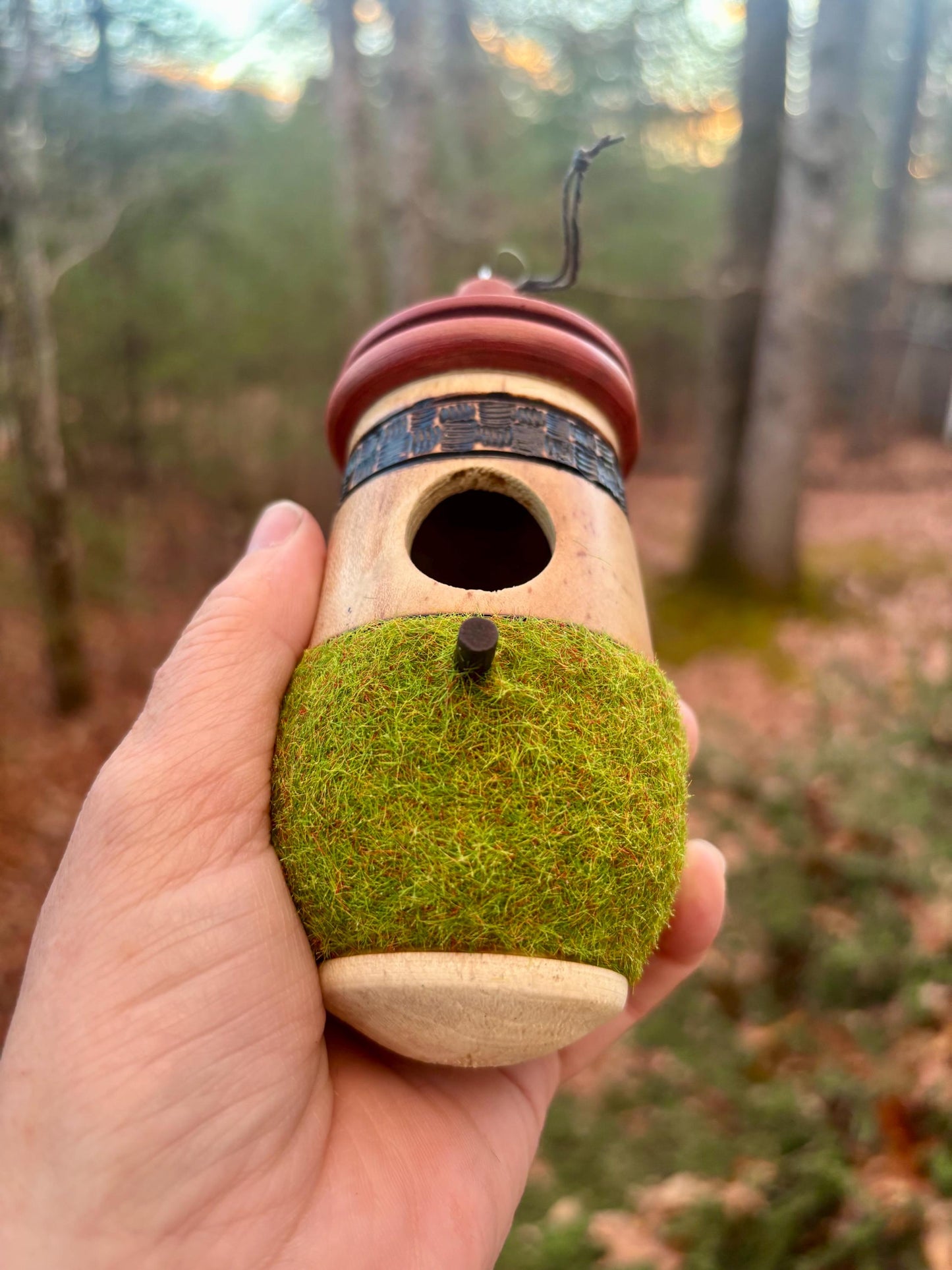 Faux Moss Hummingbird House Nester Artisan Gift, For The Moss Lover