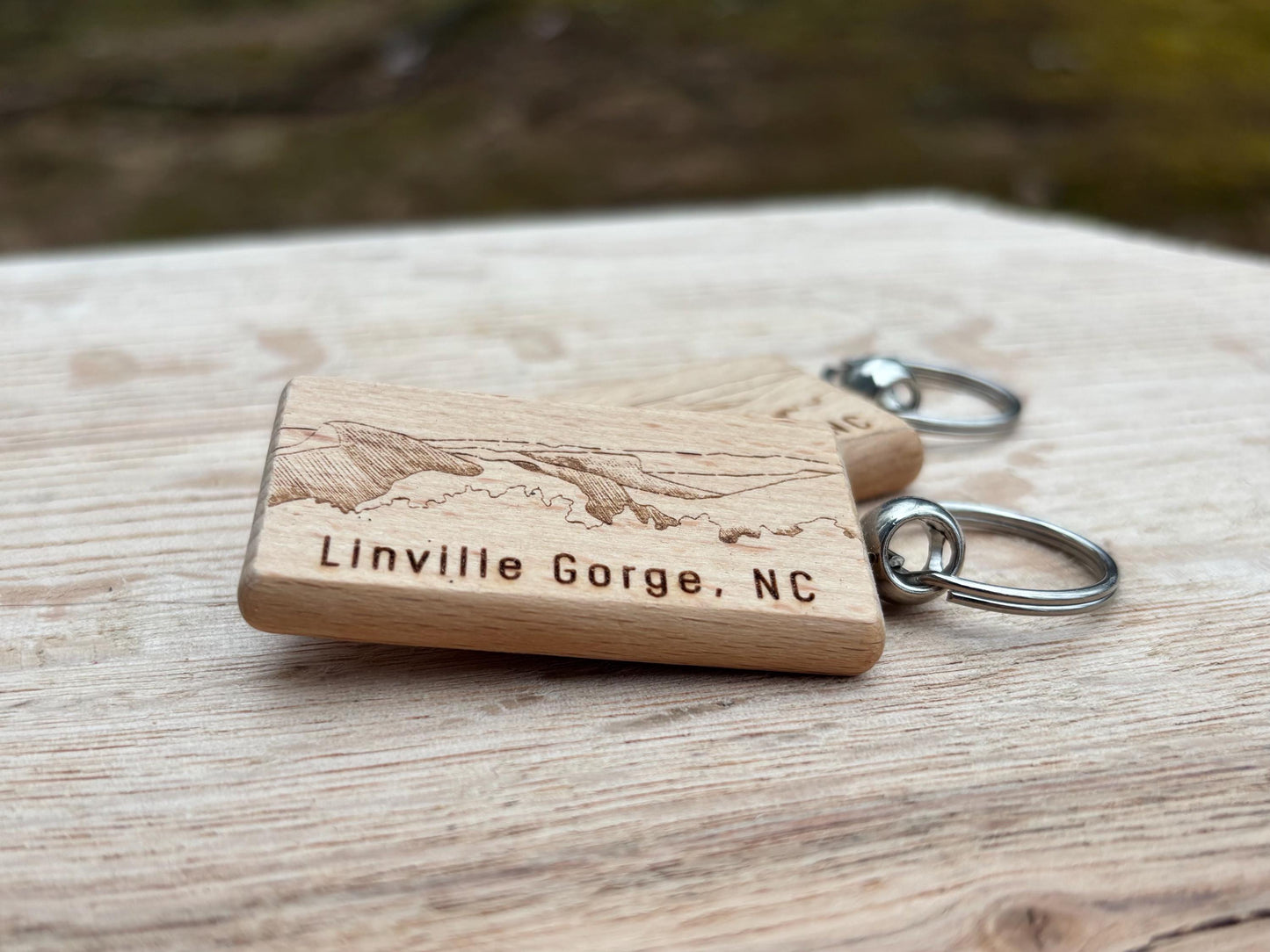 Linville Gorge, Western North Carolina wooden keychain