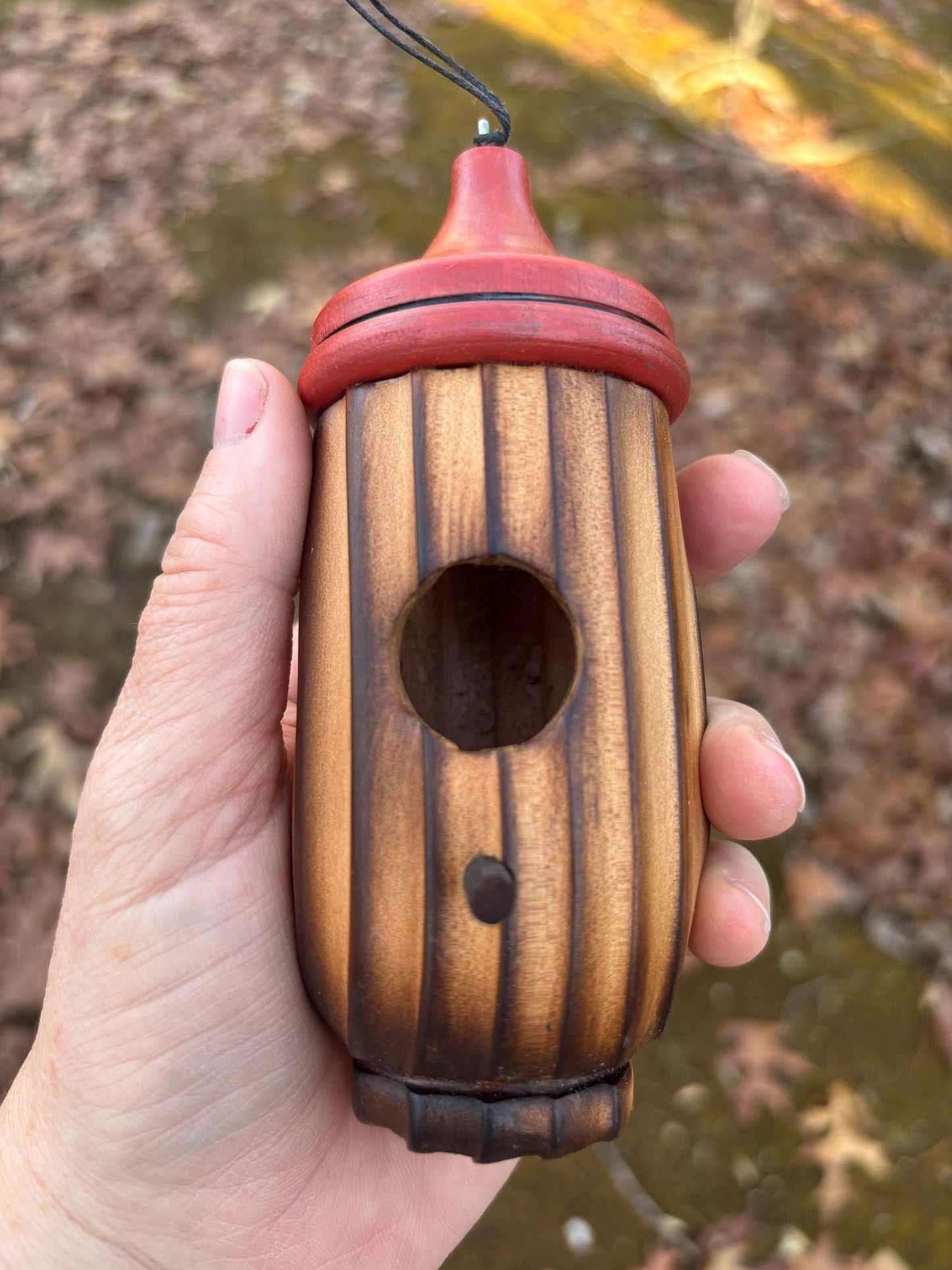 Shou Sugi Ban style Handmade Hummingbird Birdhouse for Indoor or Outdoor Use, Garden Art