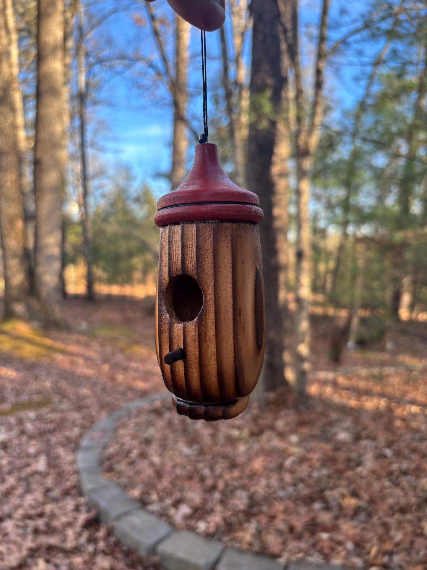 Shou Sugi Ban style Handmade Hummingbird Birdhouse for Indoor or Outdoor Use, Garden Art