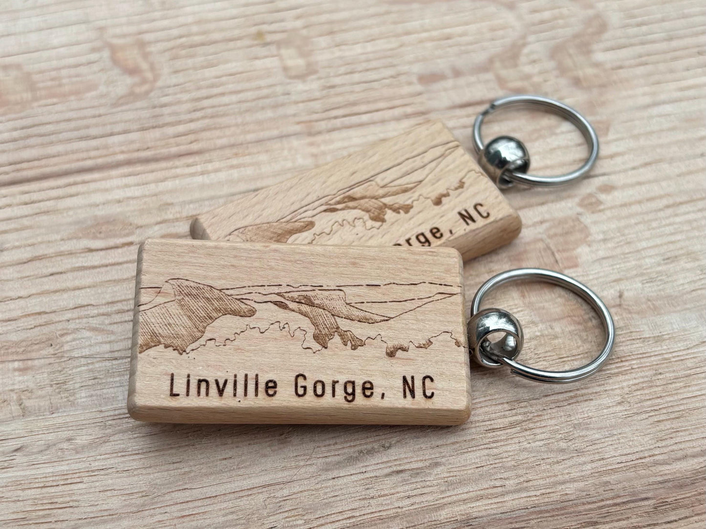 Linville Gorge, Western North Carolina wooden keychain