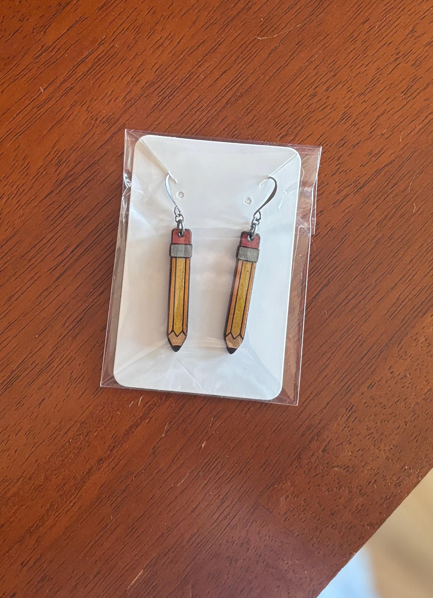 Pencil Earrings, Handmade Dangle Jewelry