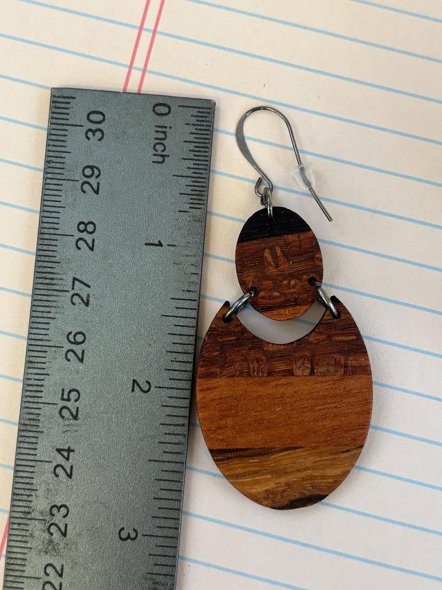 Handmade Dangle Wooden Earrings, Exotic Wooden Jewelry, Butcherblock Style
