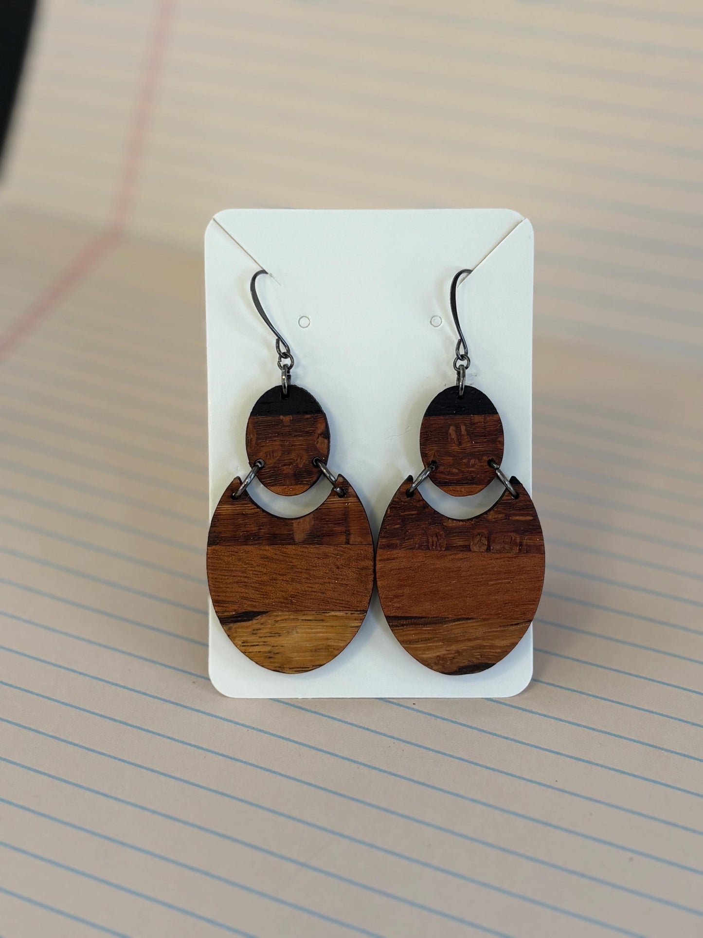 Handmade Dangle Wooden Earrings, Exotic Wooden Jewelry, Butcherblock Style