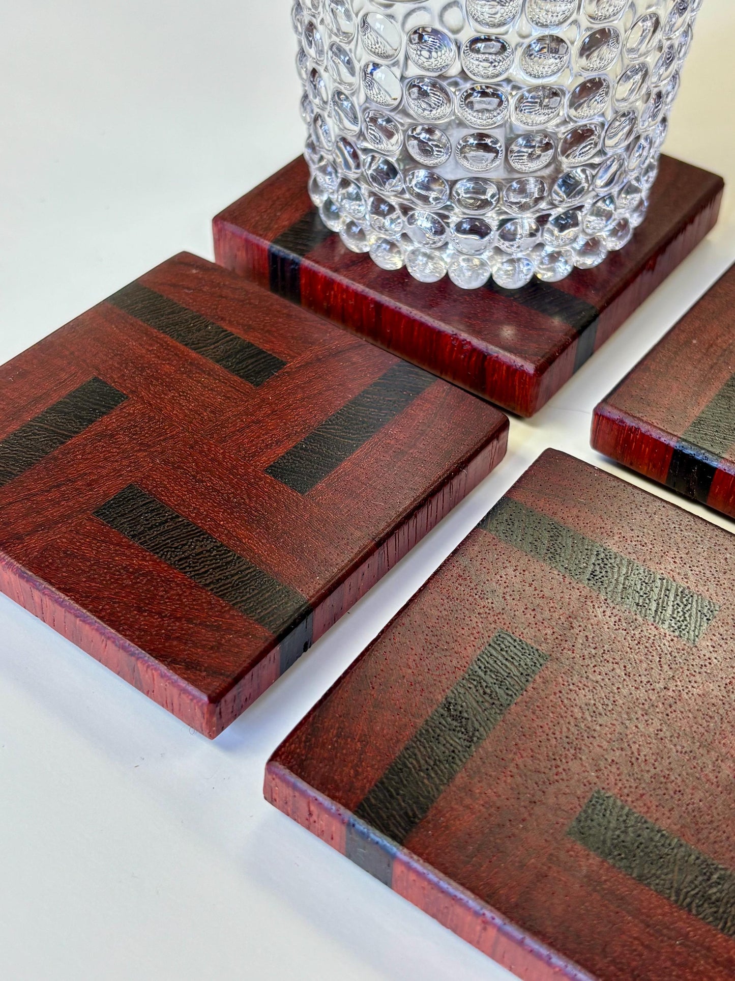 Exotic Wood Drink Coasters, Set of 4, Housewarming Gift, Barware