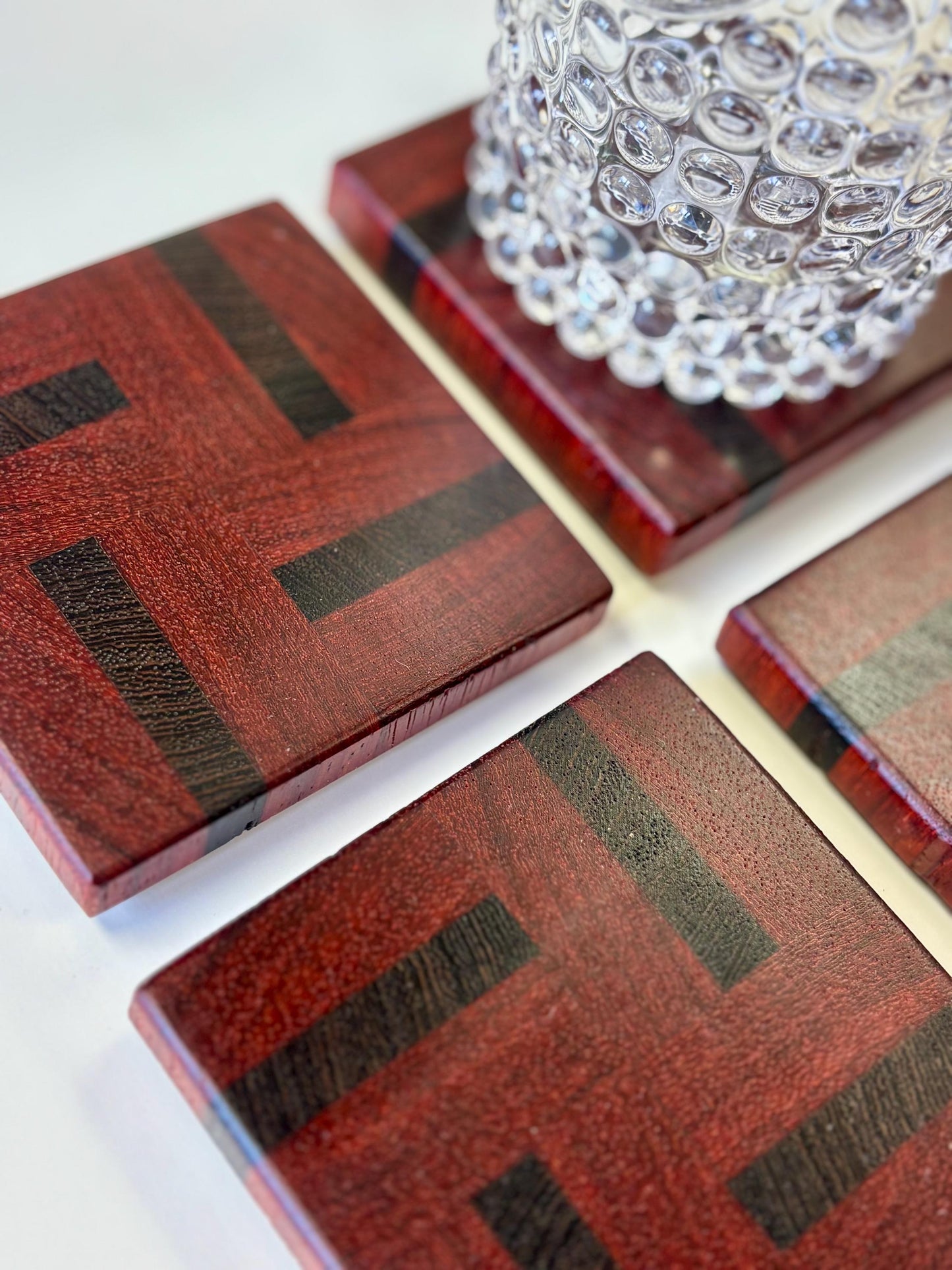 Exotic Wood Drink Coasters, Set of 4, Housewarming Gift, Barware