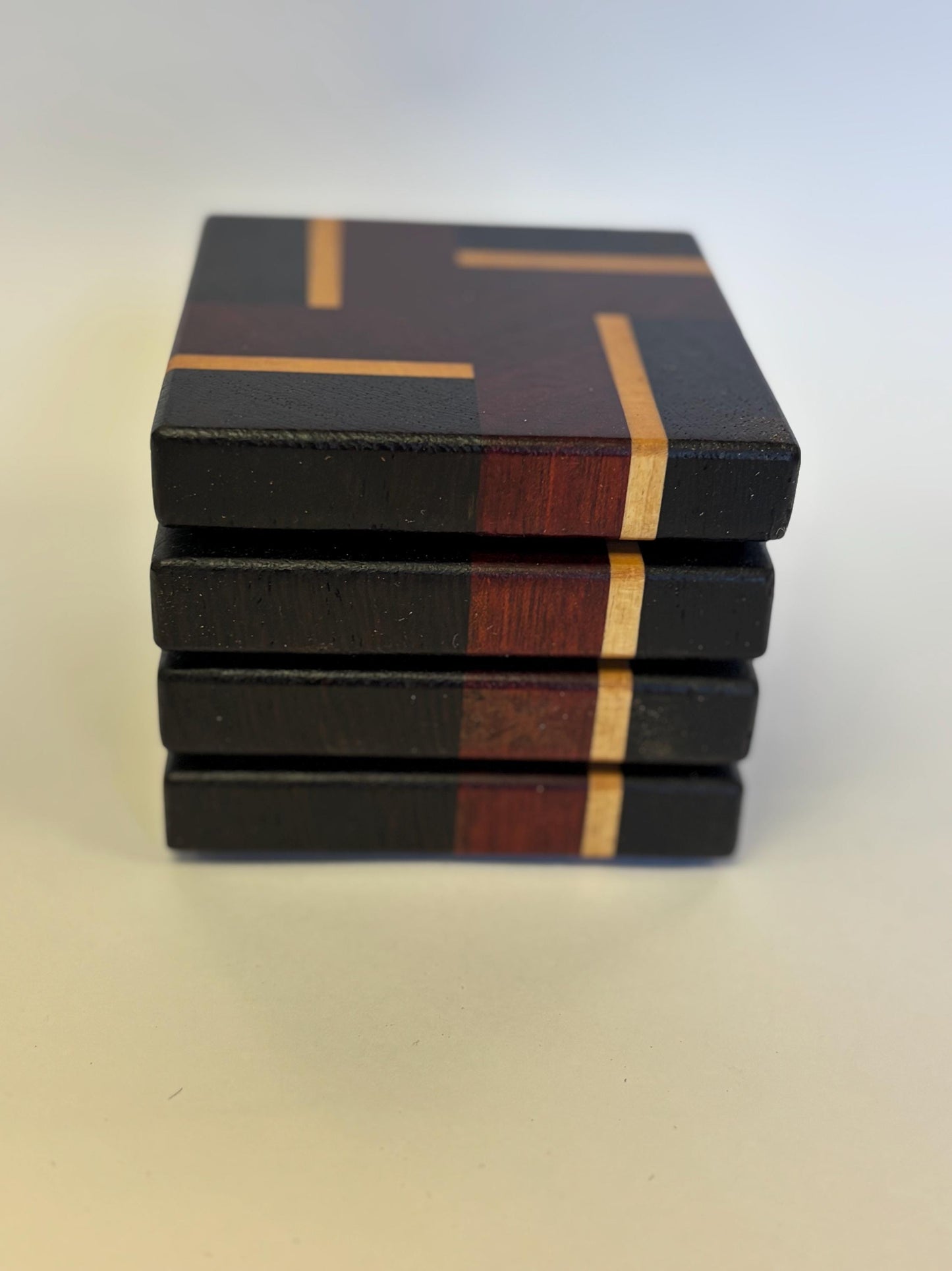 Barware Drink Coasters, Exotic Wood, Set of 4, Mancave Gift