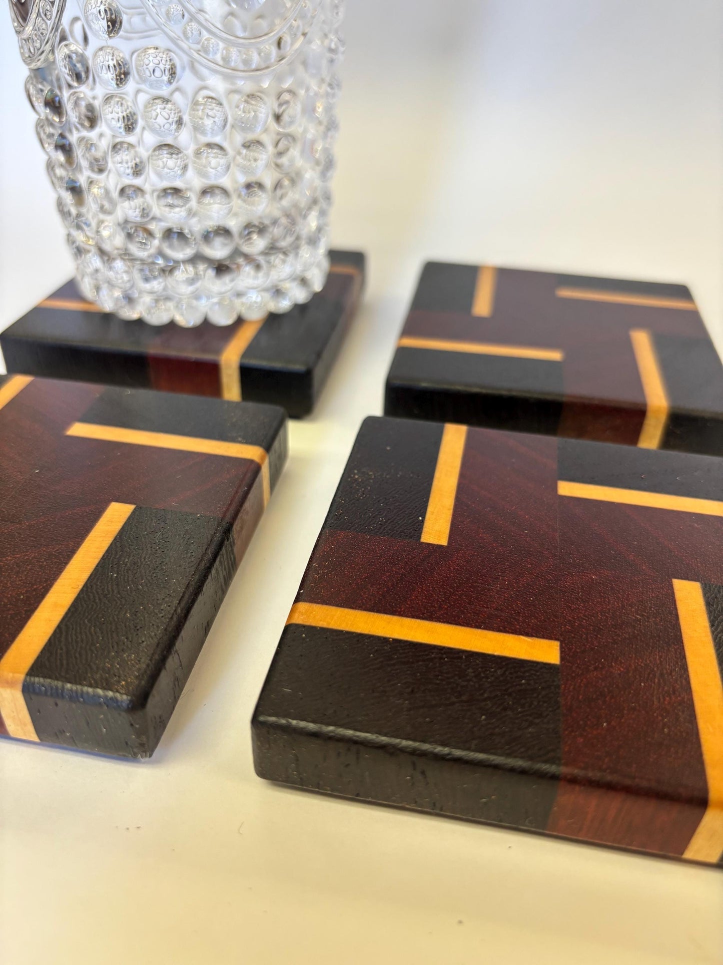 Barware Drink Coasters, Exotic Wood, Set of 4, Mancave Gift