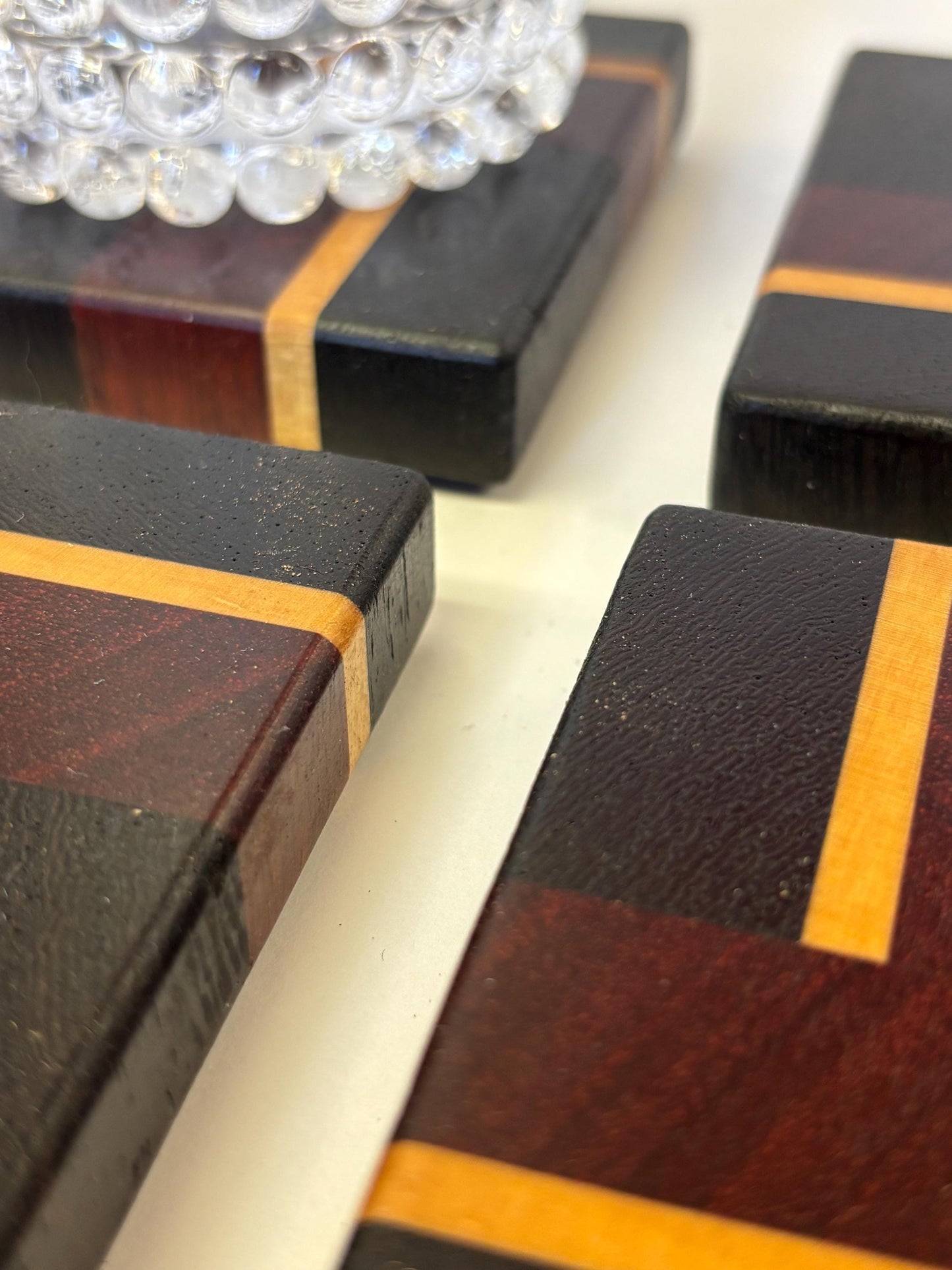 Barware Drink Coasters, Exotic Wood, Set of 4, Mancave Gift