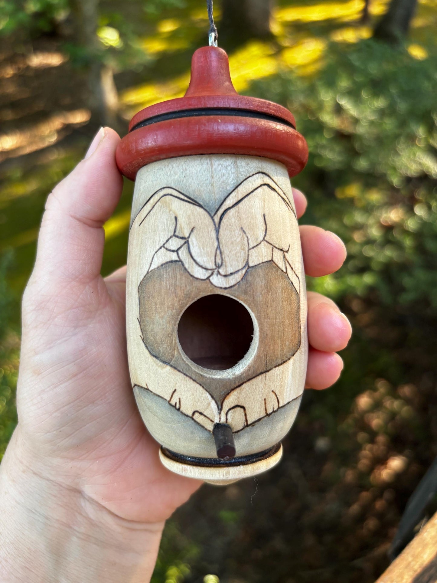Hummingbird Birdhouse, Heart Hands, Handmade Garden Art, Gift for Swifties and Bird Lovers, Valentines For Someone who has Everything