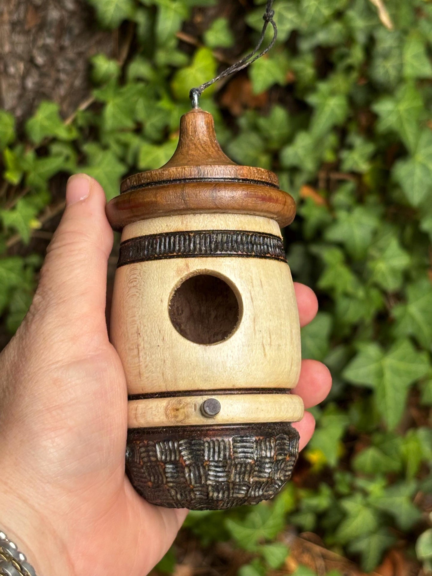 Ambrosia Maple OOAK Hummingbird House Natural, one of a kind, gift for Bird Lovers and Gardeners