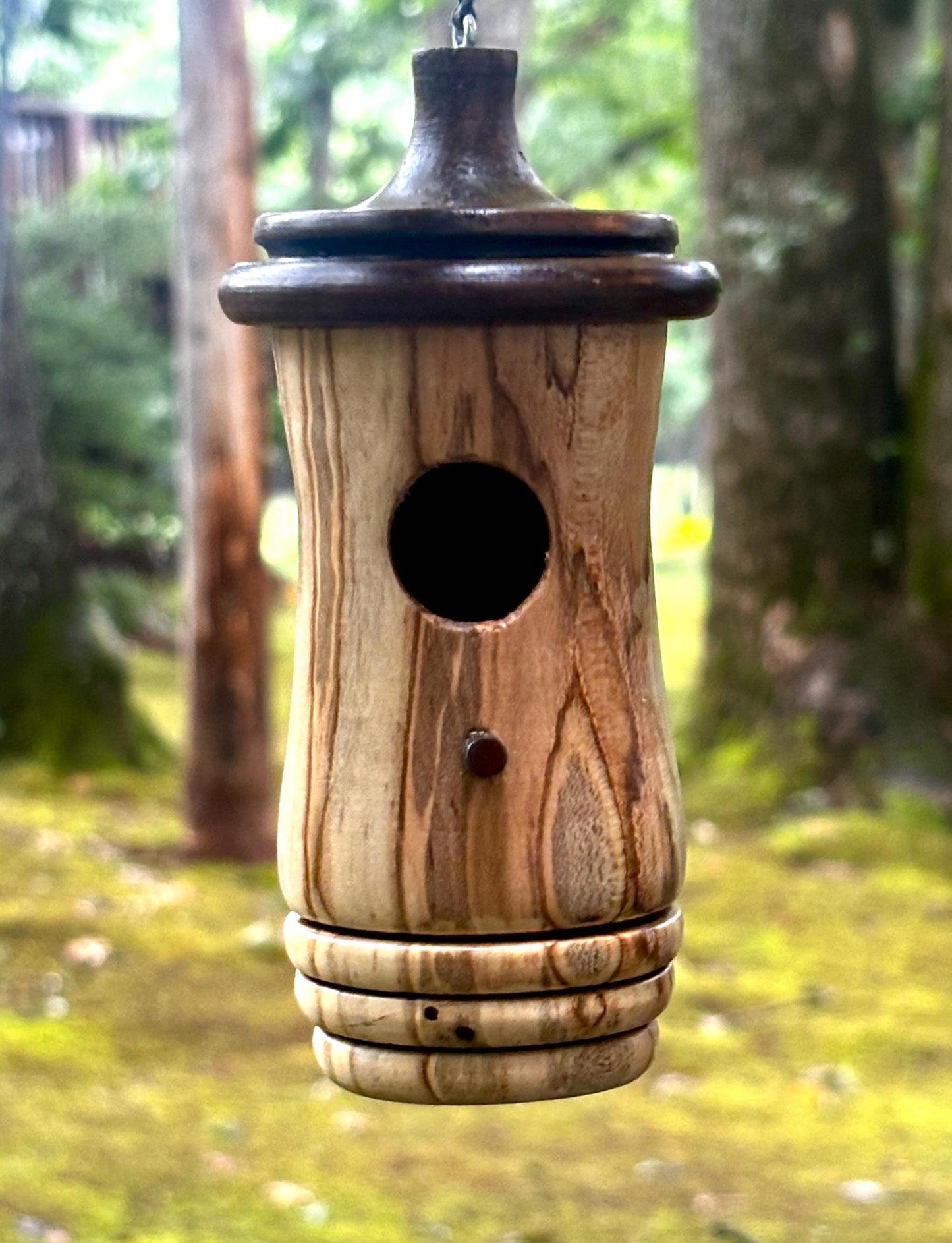 Hummingbird House, Handmade Wooden Birdhouse, Small Ornamental Garden