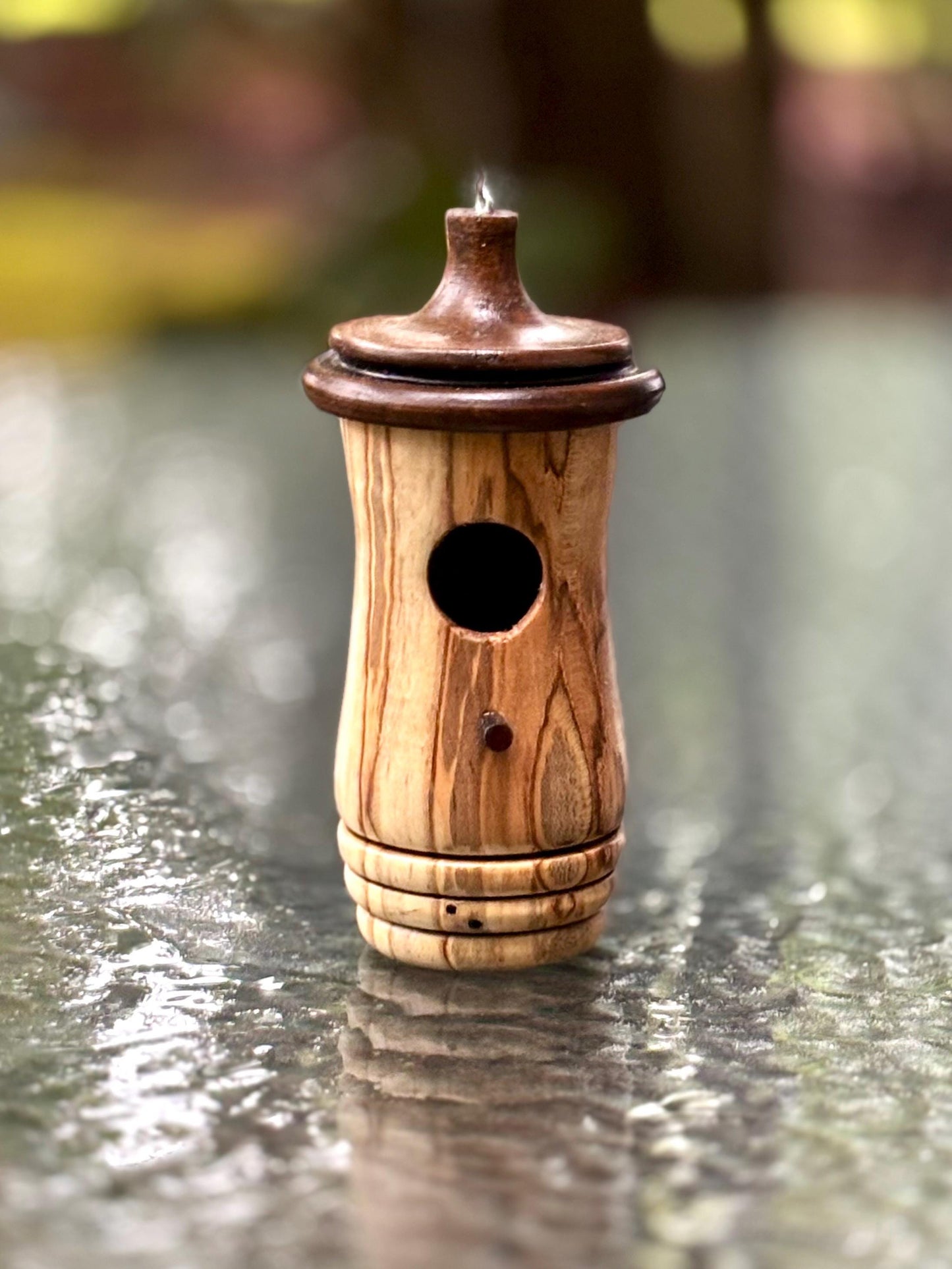 Hummingbird House, Handmade Wooden Birdhouse, Small Ornamental Garden