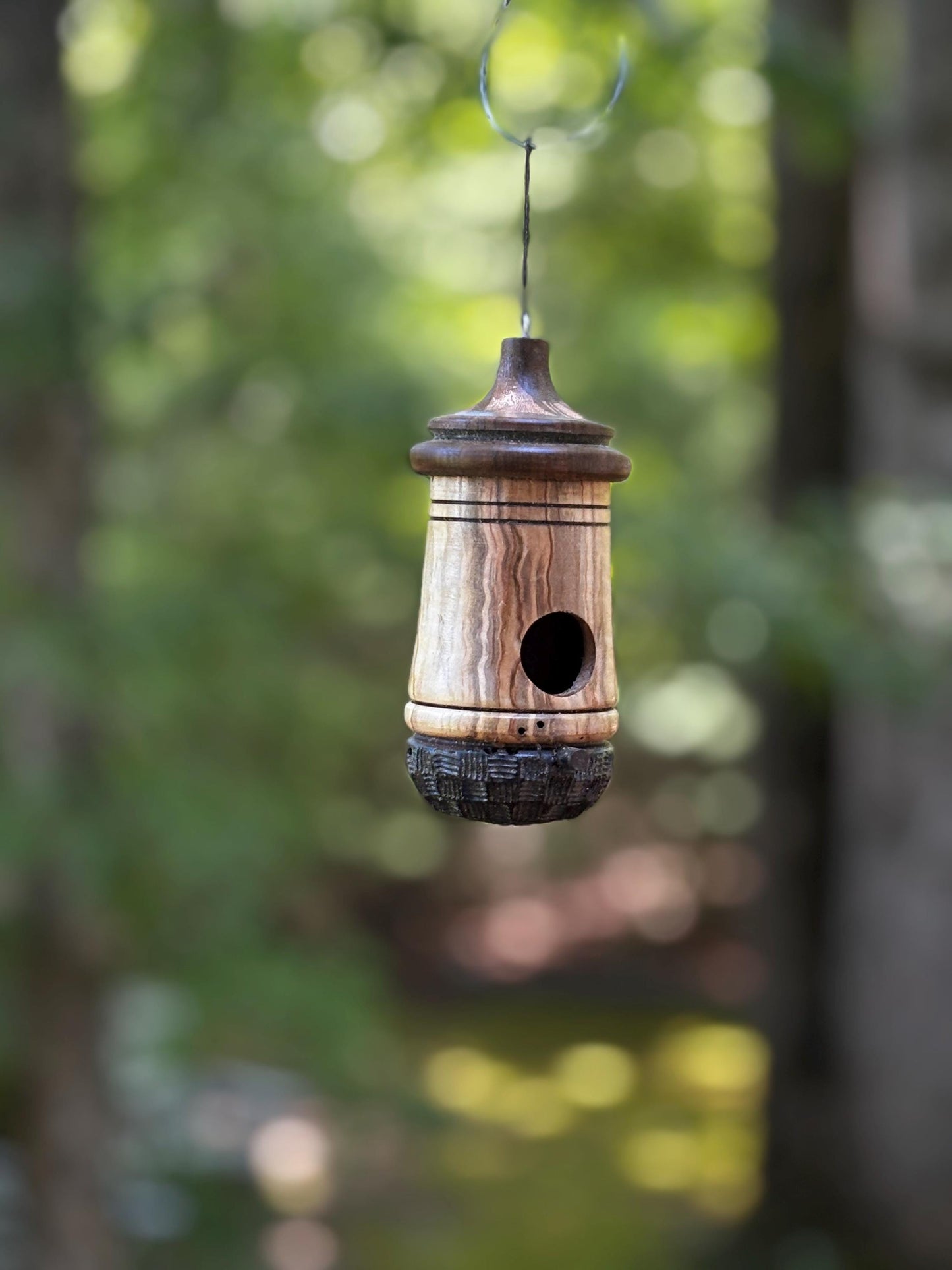 Handmade Ambrosia Maple Hummingbird Bird House: One-of-a-Kind Bird Nester
