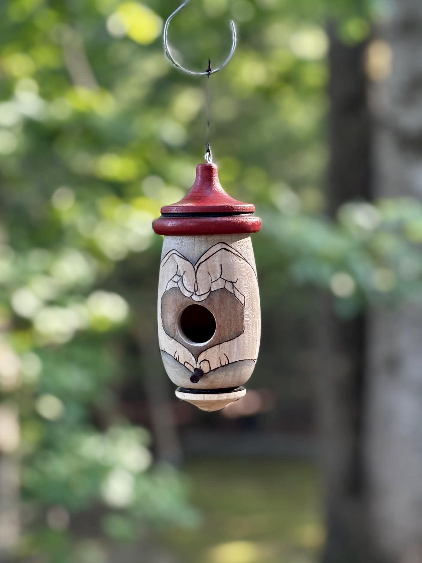 Hummingbird Birdhouse, Heart Hands, Handmade Garden Art, Gift for Swifties and Bird Lovers, Valentines For Someone who has Everything