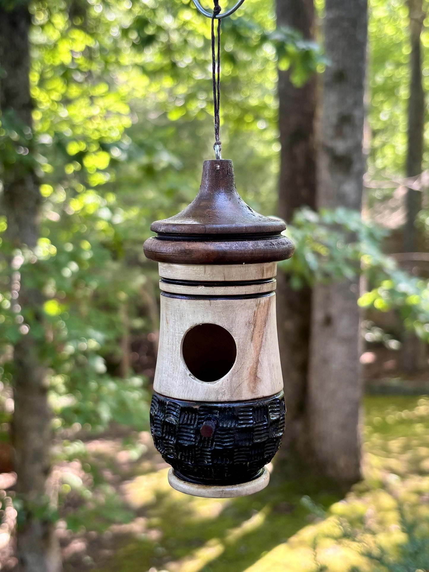 Ambrosia Maple Hummingbird Birdhouse, Rustic Garden Indoor Outdoor Decor, Gift for Bird Lovers Christmas, Masculine OOAK