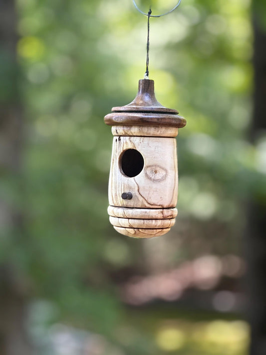 Ambrosia Maple Handmade Hummingbird Birdhouse, One of a Kind Gift for bird Lovers, Rustic Indoor/Outdoor Garden Decor